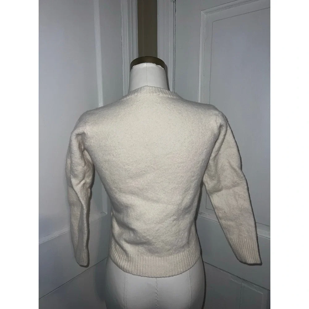 Teddy Bear‎ Knit Sweater Cream Color Adorable Fuzzy Cute Cozy Knitwear